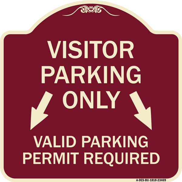 Parking Area Visitors Parking Only Valid Parking Permit Required with Both Side Down, BU-1818-23469
